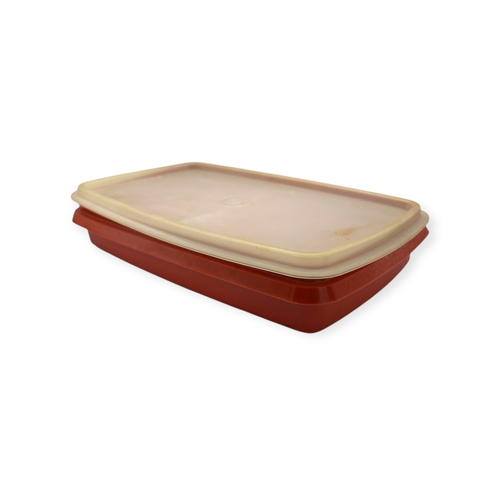 Tupperware Containers, #816-14, Paprika Color w/ Sheer Lids-EUC Vintage